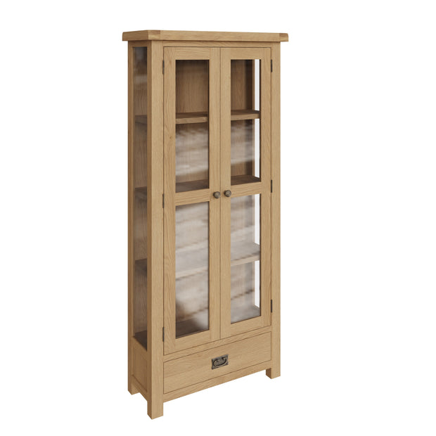 Cotswold Rustic Oak Display Cabinet - The Oak Bed Store