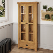 Cotswold Rustic Oak Display Cabinet - The Oak Bed Store
