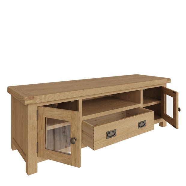 Cotswold Rustic Oak Large TV Unit - The Oak Bed Store