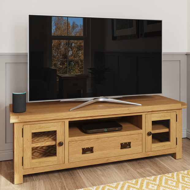 Cotswold Rustic Oak Large TV Unit - The Oak Bed Store