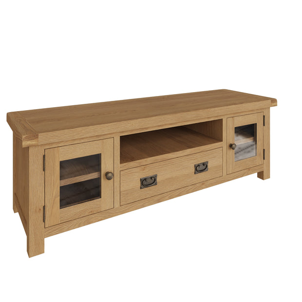 Cotswold Rustic Oak Large TV Unit - The Oak Bed Store