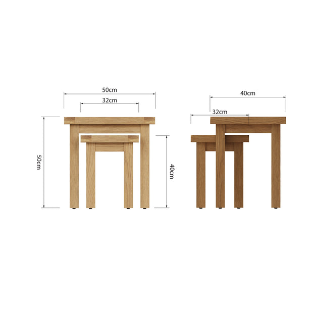 Cotswold Rustic Oak Nest Of 2 Tables - The Oak Bed Store