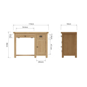 Cotswold Rustic Oak Single Computer Desk - The Oak Bed Store
