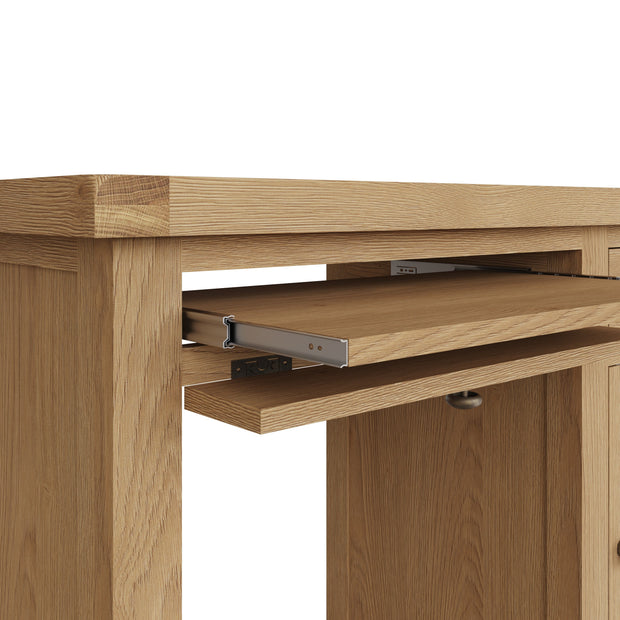 Cotswold Rustic Oak Single Computer Desk - The Oak Bed Store