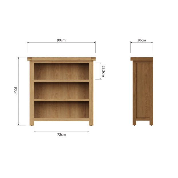 Cotswold Rustic Oak Small Bookcase - The Oak Bed Store