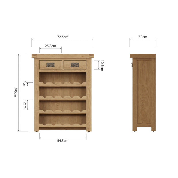 Cotswold Rustic Oak Small Wine Cabinet - The Oak Bed Store