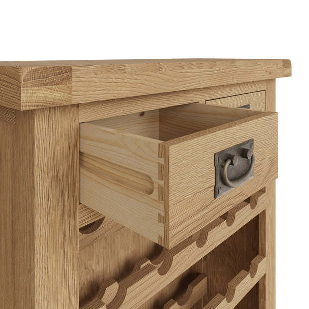 Cotswold Rustic Oak Small Wine Cabinet - The Oak Bed Store