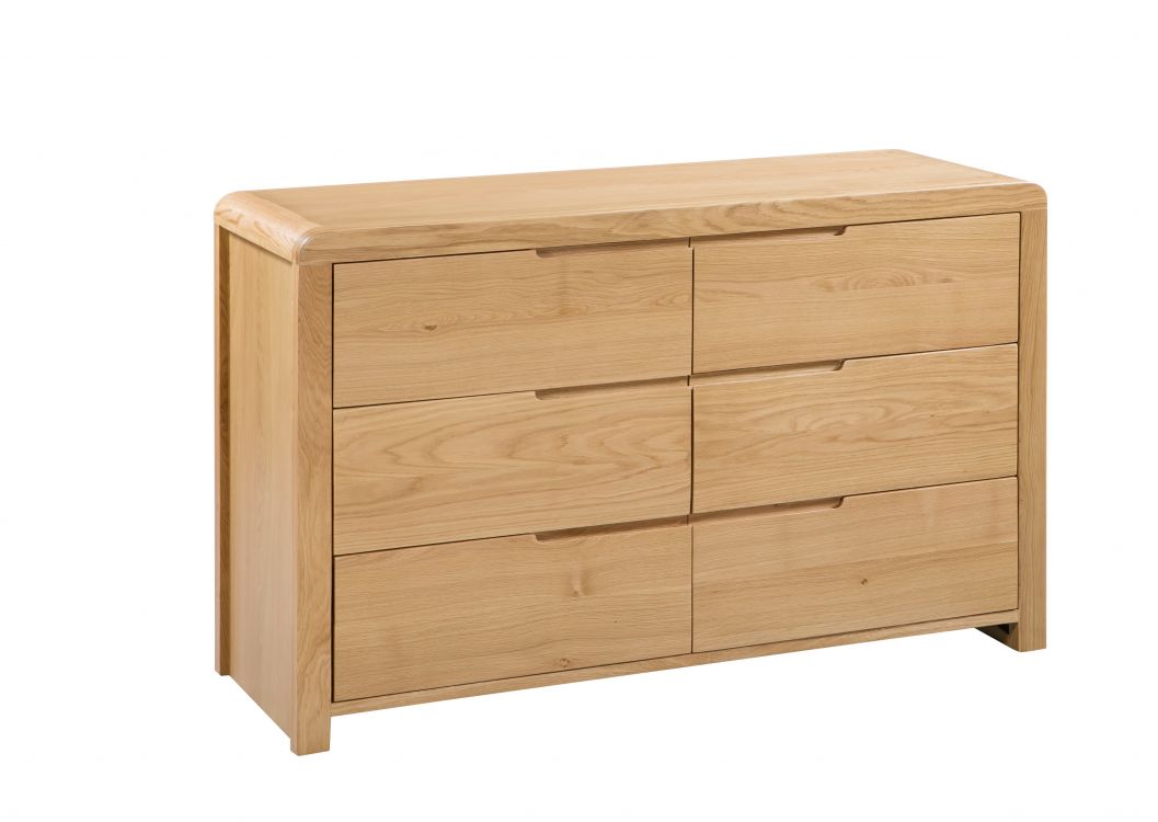 Curdridge Natural Oak 6 Drawer Bedside Table - The Oak Bed Store