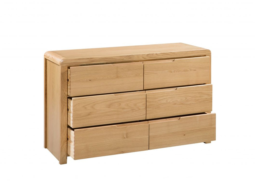 Curdridge Natural Oak 6 Drawer Bedside Table - The Oak Bed Store