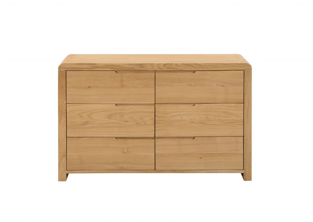 Curdridge Natural Oak 6 Drawer Bedside Table - The Oak Bed Store