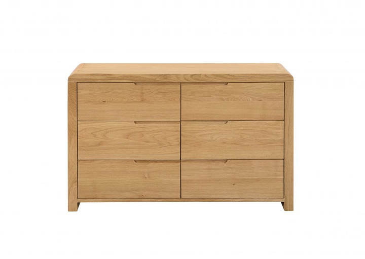 Curdridge Natural Oak 6 Drawer Bedside Table - The Oak Bed Store