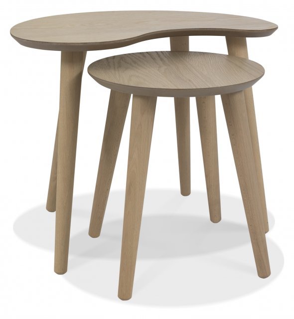 Dana Scandi Oak Nest of Lamp Tables - The Oak Bed Store