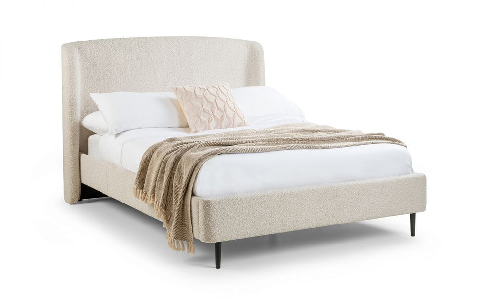 Edenhall Ivory Boucle Fabric Bed Frame - 5ft King Size - The Oak Bed Store