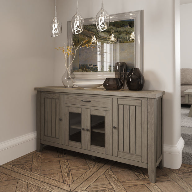 Farrow Aged Oak 4 Door Sideboard - The Oak Bed Store