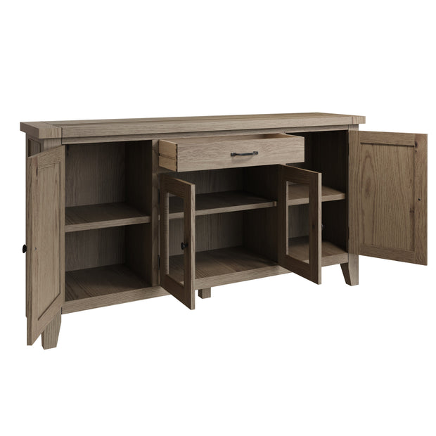 Farrow Aged Oak 4 Door Sideboard - The Oak Bed Store