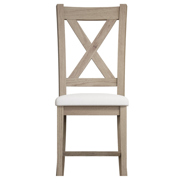 Farrow Aged Oak Cross Back Fabric Chair (Set of 2) - The Oak Bed Store