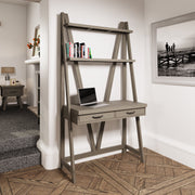 Farrow Aged Oak Desk Bookcase - The Oak Bed Store