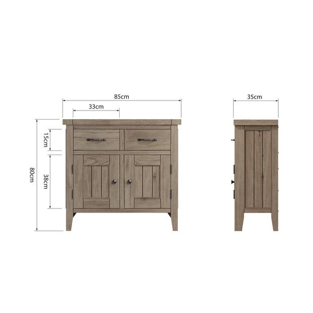Farrow Aged Oak Small Sideboard - The Oak Bed Store