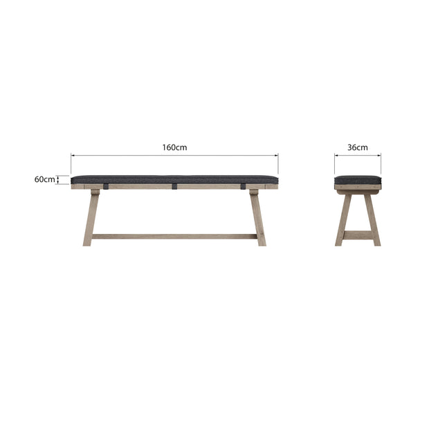 Farrow Dining Bench Cushion - 1.6m - The Oak Bed Store