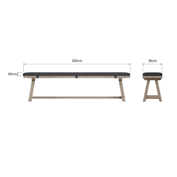 Farrow Dining Bench Cushion - 2.0m - The Oak Bed Store