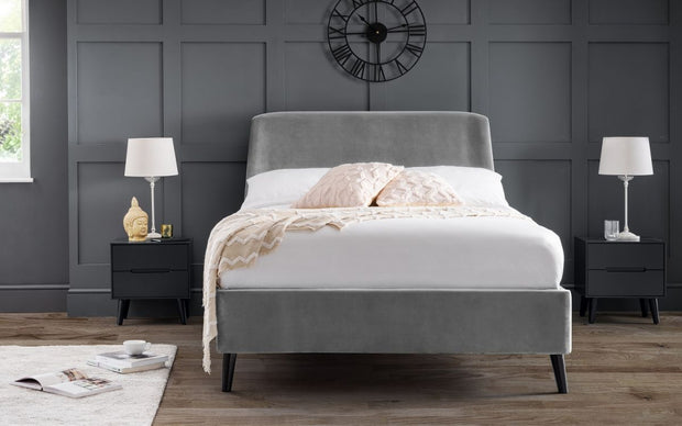 Friya Velvet Fabric Bed Frame - 4ft6 Double - The Oak Bed Store