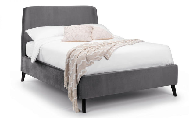 Friya Velvet Fabric Bed Frame - 4ft6 Double - The Oak Bed Store