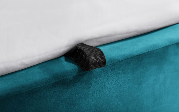 Friya Velvet Fabric Ottoman Storage Bed Frame - 5ft King Size - The Oak Bed Store