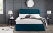 Friya Velvet Fabric Ottoman Storage Bed Frame - 5ft King Size - The Oak Bed Store