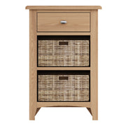 Georgia Natural Oak 1 Drawer 2 Basket Side Table - The Oak Bed Store