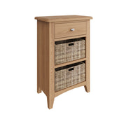 Georgia Natural Oak 1 Drawer 2 Basket Side Table - The Oak Bed Store