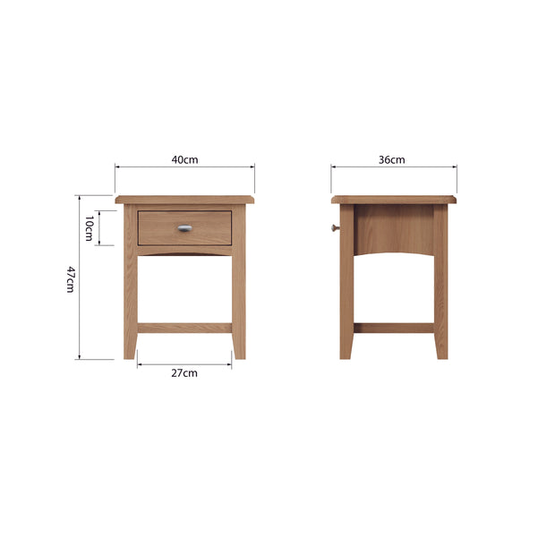 Georgia Natural Oak 1 Drawer Lamp Table - The Oak Bed Store