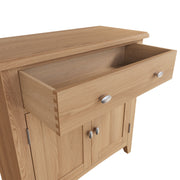 Georgia Natural Oak 2 Door 1 Drawer Small Sideboard - The Oak Bed Store