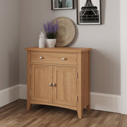 Georgia Natural Oak 2 Door 1 Drawer Small Sideboard - The Oak Bed Store
