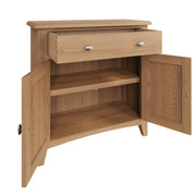 Georgia Natural Oak 2 Door 1 Drawer Small Sideboard - The Oak Bed Store