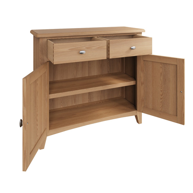 Georgia Natural Oak 2 Door 2 Drawer Small Sideboard - The Oak Bed Store