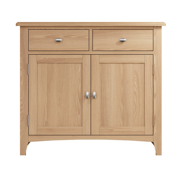 Georgia Natural Oak 2 Door 2 Drawer Small Sideboard - The Oak Bed Store