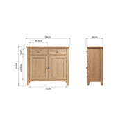 Georgia Natural Oak 2 Door 2 Drawer Small Sideboard - The Oak Bed Store