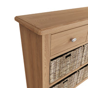 Georgia Natural Oak 2 Drawer 4 Basket Sideboard - The Oak Bed Store