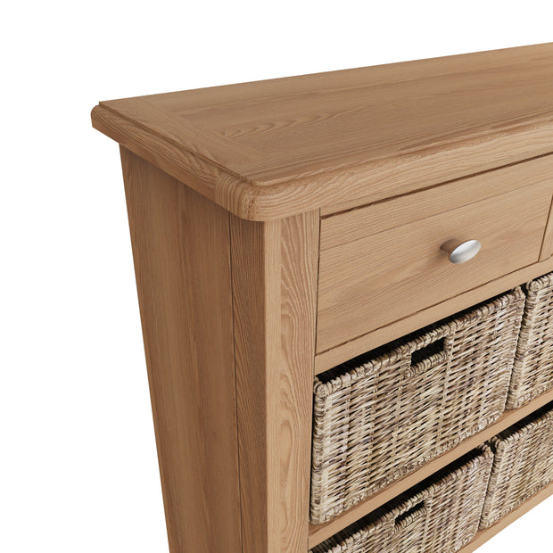 Georgia Natural Oak 2 Drawer 4 Basket Sideboard - The Oak Bed Store