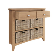 Georgia Natural Oak 2 Drawer 4 Basket Sideboard - The Oak Bed Store