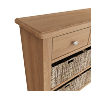 Georgia Natural Oak 3 Drawer 6 Basket Sideboard - The Oak Bed Store