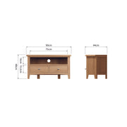 Georgia Natural Oak Corner TV Unit - The Oak Bed Store