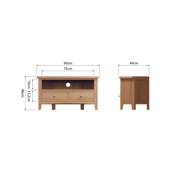 Georgia Natural Oak Corner TV Unit - The Oak Bed Store