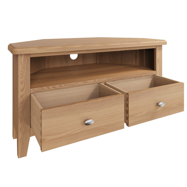 Georgia Natural Oak Corner TV Unit - The Oak Bed Store