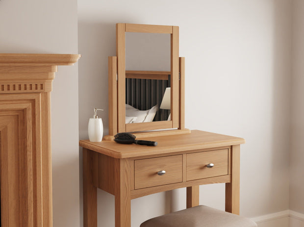 Georgia Natural Oak Dressing Table Trinket Mirror - The Oak Bed Store