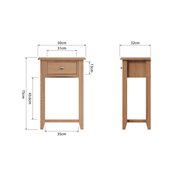 Georgia Natural Oak Telephone Table - The Oak Bed Store