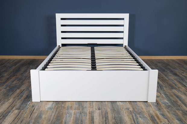 Goodwood Bright White Ottoman Storage Bed Frame - 4ft6 Double - The Oak Bed Store
