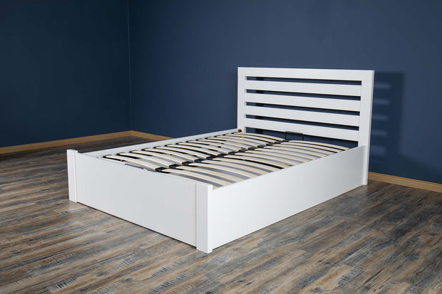 Goodwood Bright White Ottoman Storage Bed Frame - 4ft6 Double - The Oak Bed Store