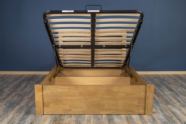 Goodwood Medium Oak Ottoman Storage Bed Frame - 5ft King Size - The Oak Bed Store