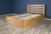 Goodwood Medium Oak Ottoman Storage Bed Frame - 6ft Super King - The Oak Bed Store